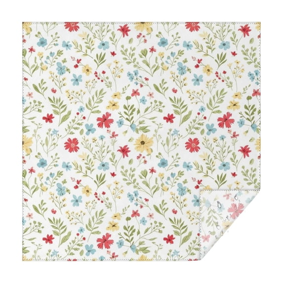 Pioneer Flower Floral Print Pattern Square Tablecloth, Waterproof Wipeable Spillproof Washable Table Cover for Home Kitchen Party Decor, 60"x60"