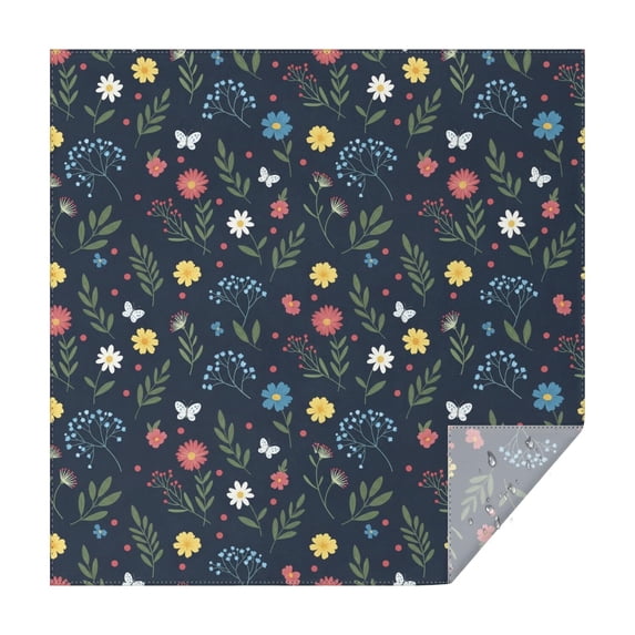 Pioneer Flower Floral Print Pattern Square Tablecloth, Waterproof Wipeable Spillproof Washable Table Cover for Home Kitchen Party Decor, 60"x60"
