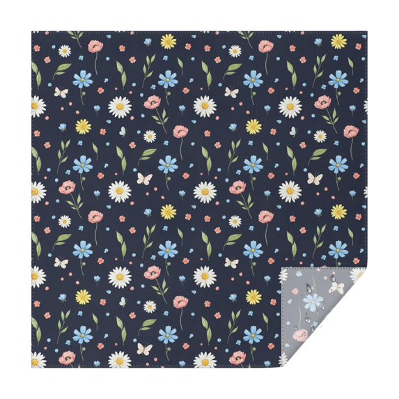 Pioneer Flower Floral Print Pattern Square Tablecloth, Waterproof Wipeable Spillproof Washable Table Cover for Home Kitchen Party Decor, 60"x60"