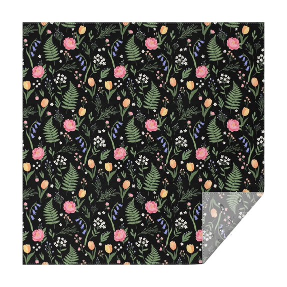 Pioneer Flower Floral Print Pattern Square Tablecloth, Waterproof Wipeable Spillproof Washable Table Cover for Home Kitchen Party Decor, 60"x60"