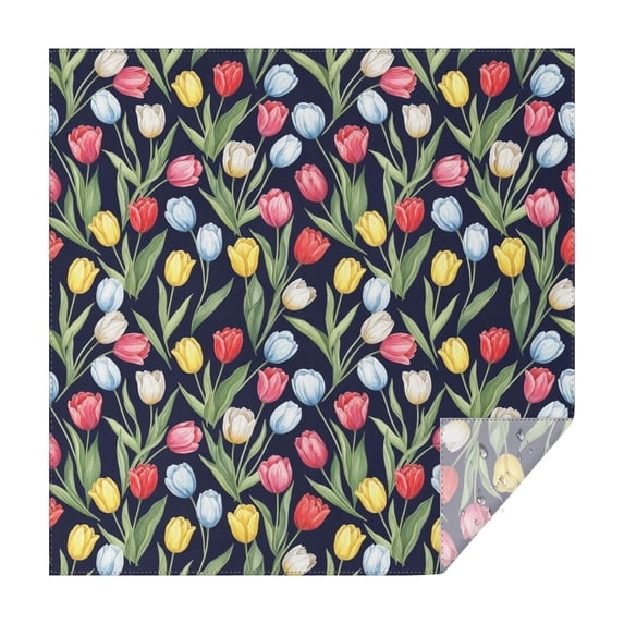 Pioneer Flower Floral Print Pattern Square Tablecloth, Waterproof Wipeable Spillproof Washable Table Cover for Home Kitchen Party Decor, 60"x60"