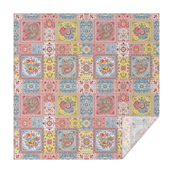 Pioneer Flower Floral Print Pattern Square Tablecloth, Waterproof Wipeable Spillproof Washable Table Cover for Home Kitchen Party Decor, 60"x60"