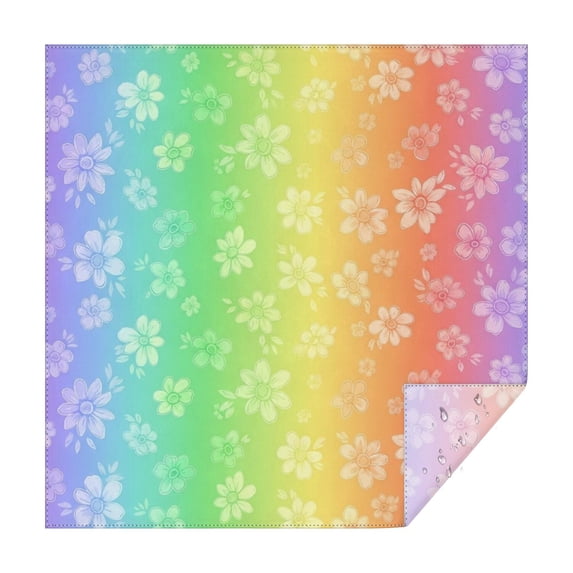 Pioneer Flower Floral Print Pattern Square Tablecloth, Waterproof Wipeable Spillproof Washable Table Cover for Home Kitchen Party Decor, 60"x60"