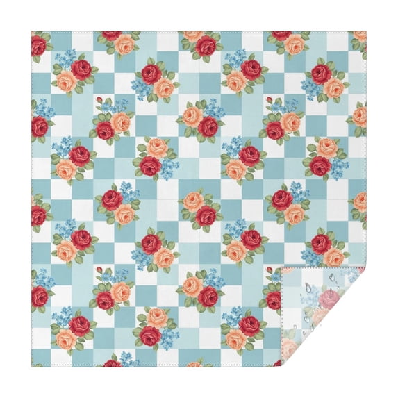 Pioneer Flower Floral Print Pattern Square Tablecloth, Waterproof Wipeable Spillproof Washable Table Cover for Home Kitchen Party Decor, 60"x60"