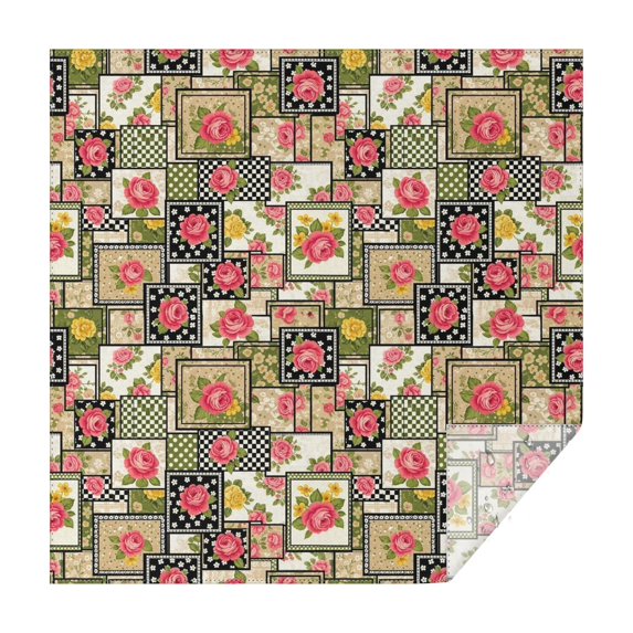 Pioneer Flower Floral Print Pattern Square Tablecloth, Waterproof Wipeable Spillproof Washable Table Cover for Home Kitchen Party Decor, 60"x60"