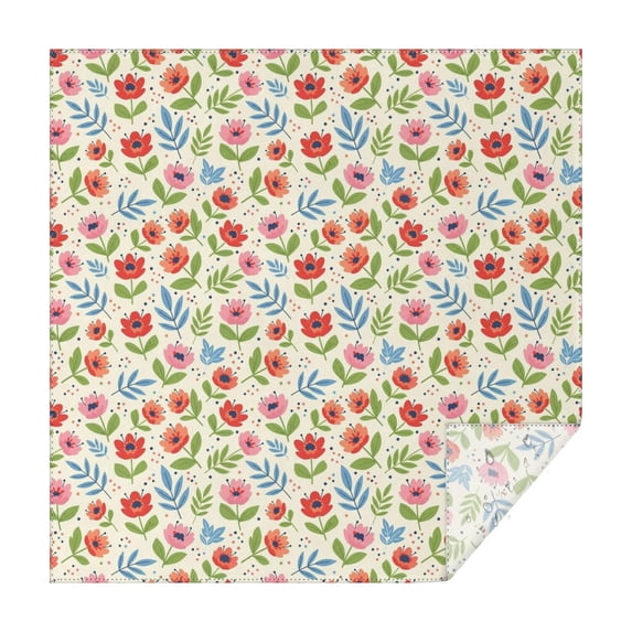 Pioneer Flower Floral Print Pattern Square Tablecloth, Waterproof Wipeable Spillproof Washable Table Cover for Home Kitchen Party Decor, 60"x60"