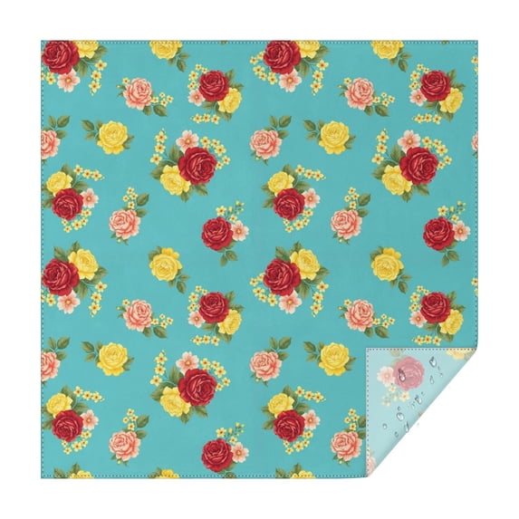 Pioneer Flower Floral Print Pattern Square Tablecloth, Waterproof Wipeable Spillproof Washable Table Cover for Home Kitchen Party Decor, 60"x60"