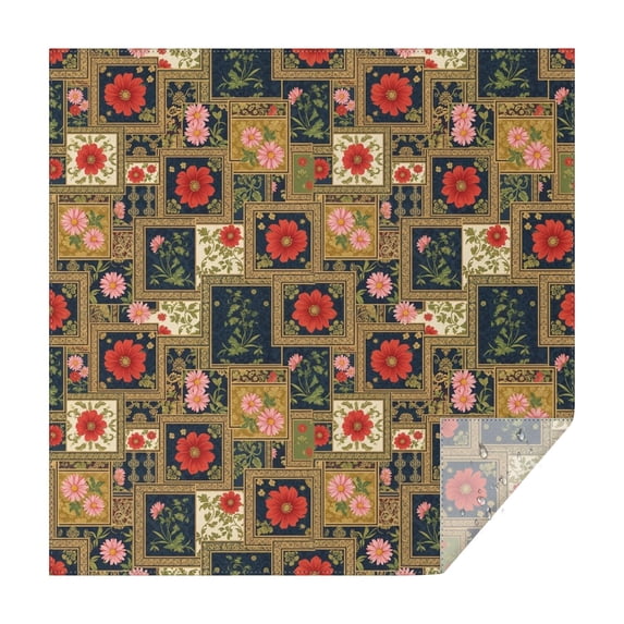 Pioneer Flower Floral Print Pattern Square Tablecloth, Waterproof Wipeable Spillproof Washable Table Cover for Home Kitchen Party Decor, 60"x60"