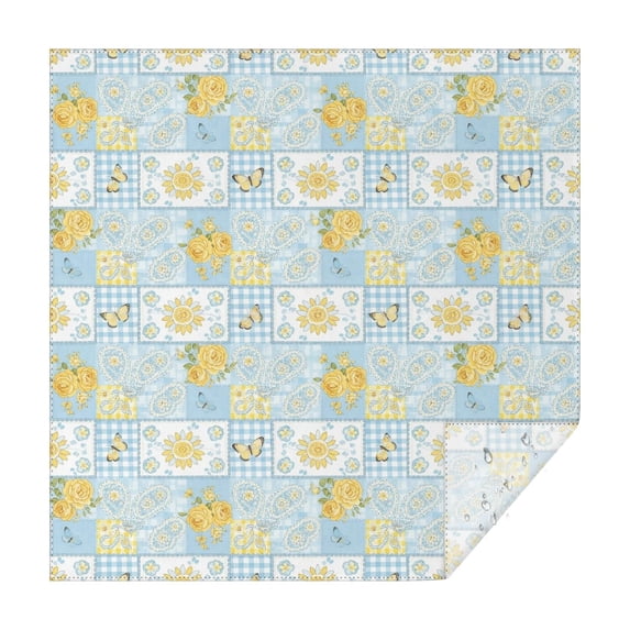 Pioneer Flower Floral Print Pattern Square Tablecloth, Waterproof Wipeable Spillproof Washable Table Cover for Home Kitchen Party Decor, 60"x60"