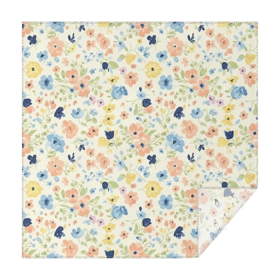 Pioneer Flower Floral Print Pattern Square Tablecloth, Waterproof Wipeable Spillproof Washable Table Cover for Home Kitchen Party Decor, 60"x60"