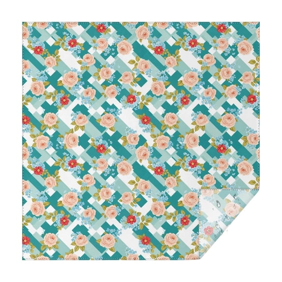 Pioneer Flower Floral Print Pattern Square Tablecloth, Waterproof Wipeable Spillproof Washable Table Cover for Home Kitchen Party Decor, 60"x60"