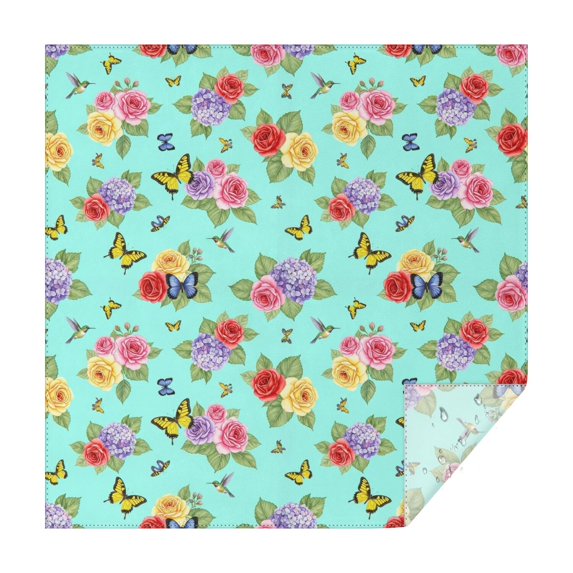 Pioneer Flower Floral Print Pattern Square Tablecloth, Waterproof Wipeable Spillproof Washable Table Cover for Home Kitchen Party Decor, 60"x60"
