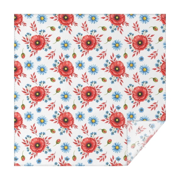 Pioneer Flower Floral Print Pattern Square Tablecloth, Waterproof Wipeable Spillproof Washable Table Cover for Home Kitchen Party Decor, 60"x60"