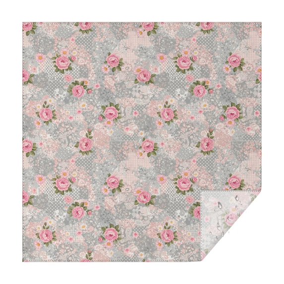 Pioneer Flower Floral Print Pattern Square Tablecloth, Waterproof Wipeable Spillproof Washable Table Cover for Home Kitchen Party Decor, 60"x60"
