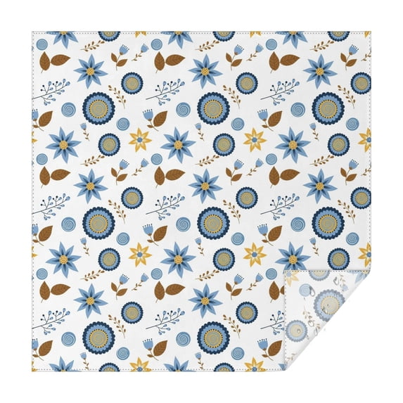 Pioneer Flower Floral Print Pattern Square Tablecloth, Waterproof Wipeable Spillproof Washable Table Cover for Home Kitchen Party Decor, 60"x60"