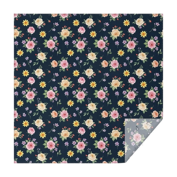 Pioneer Flower Floral Print Pattern Square Tablecloth, Waterproof Wipeable Spillproof Washable Table Cover for Home Kitchen Party Decor, 60"x60"