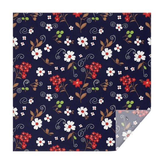 Pioneer Flower Floral Print Pattern Square Tablecloth, Waterproof Wipeable Spillproof Washable Table Cover for Home Kitchen Party Decor, 60"x60"