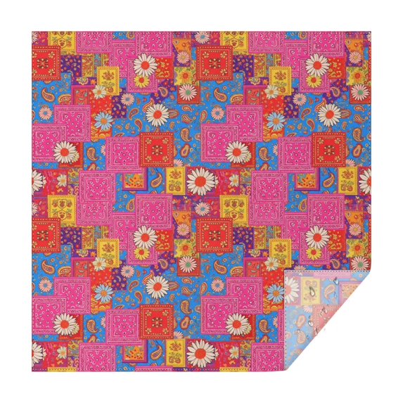 Pioneer Flower Floral Print Pattern Square Tablecloth, Waterproof Wipeable Spillproof Washable Table Cover for Home Kitchen Party Decor, 60"x60"