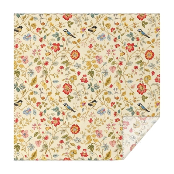 Pioneer Flower Floral Print Pattern Square Tablecloth, Waterproof Wipeable Spillproof Washable Table Cover for Home Kitchen Party Decor, 60"x60"