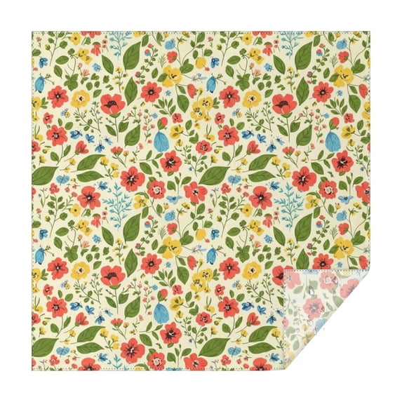 Pioneer Flower Floral Print Pattern Square Tablecloth, Waterproof Wipeable Spillproof Washable Table Cover for Home Kitchen Party Decor, 60"x60"