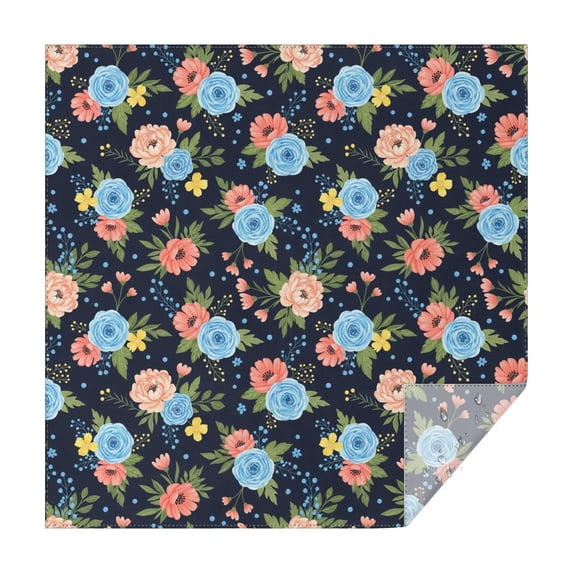 Pioneer Flower Floral Print Pattern Square Tablecloth, Waterproof Wipeable Spillproof Washable Table Cover for Home Kitchen Party Decor, 60"x60"
