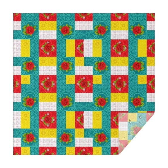 Pioneer Flower Floral Print Pattern Square Tablecloth, Waterproof Wipeable Spillproof Washable Table Cover for Home Kitchen Party Decor, 60"x60"