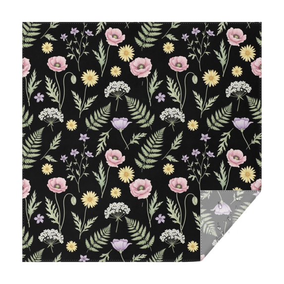Pioneer Flower Floral Print Pattern Square Tablecloth, Waterproof Wipeable Spillproof Washable Table Cover for Home Kitchen Party Decor, 60"x60"