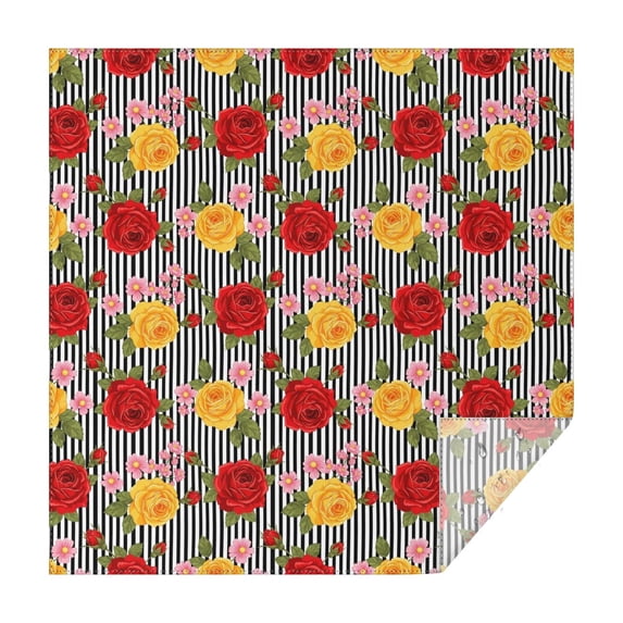 Pioneer Flower Floral Print Pattern Square Tablecloth, Waterproof Wipeable Spillproof Washable Table Cover for Home Kitchen Party Decor, 60"x60"