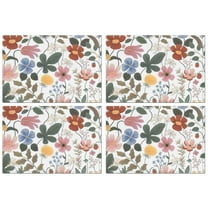 Pioneer Flower Floral Print Pattern Summer Placemats Table Placemats Set Of 4-Linen Kitchen Washable Placemats Table Mats 12x18 Inch Non-Slip Heat Resistant