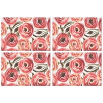 Pioneer Flower Floral Print Pattern Summer Placemats Table Placemats Set Of 4-Linen Kitchen Washable Placemats Table Mats 12x18 Inch Non-Slip Heat Resistant