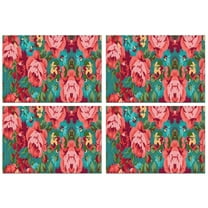 Pioneer Flower Floral Print Pattern Summer Placemats Table Placemats Set Of 4-Linen Kitchen Washable Placemats Table Mats 12x18 Inch Non-Slip Heat Resistant