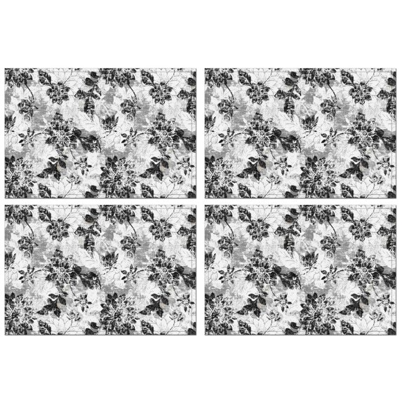 Pioneer Flower Floral Print Pattern Summer Placemats Table Placemats Set Of 4-Linen Kitchen Washable Placemats Table Mats 12x18 Inch Non-Slip Heat Resistant