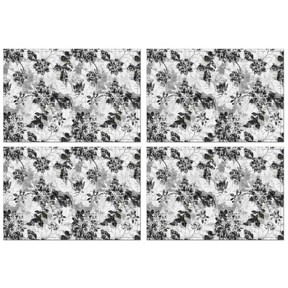 Pioneer Flower Floral Print Pattern Summer Placemats Table Placemats Set Of 4-Linen Kitchen Washable Placemats Table Mats 12x18 Inch Non-Slip Heat Resistant