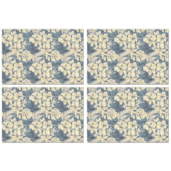 Pioneer Flower Floral Print Pattern Summer Placemats Table Placemats Set Of 4-Linen Kitchen Washable Placemats Table Mats 12x18 Inch Non-Slip Heat Resistant
