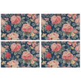 thumbnail image 1 of Pioneer Flower Floral Print Pattern Summer Placemats Table Placemats Set Of 4-Linen Kitchen Washable Placemats Table Mats 12x18 Inch Non-Slip Heat Resistant, 1 of 6