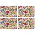 thumbnail image 1 of Pioneer Flower Floral Print Pattern Summer Placemats Table Placemats Set Of 4-Linen Kitchen Washable Placemats Table Mats 12x18 Inch Non-Slip Heat Resistant, 1 of 6