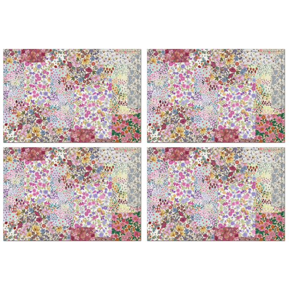 Pioneer Flower Floral Print Pattern Summer Placemats Table Placemats Set Of 4-Linen Kitchen Washable Placemats Table Mats 12x18 Inch Non-Slip Heat Resistant
