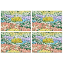 Pioneer Flower Floral Print Pattern Summer Placemats Table Placemats Set Of 4-Linen Kitchen Washable Placemats Table Mats 12x18 Inch Non-Slip Heat Resistant
