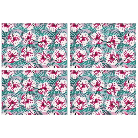 Pioneer Flower Floral Print Pattern Summer Placemats Table Placemats Set Of 4-Linen Kitchen Washable Placemats Table Mats 12x18 Inch Non-Slip Heat Resistant