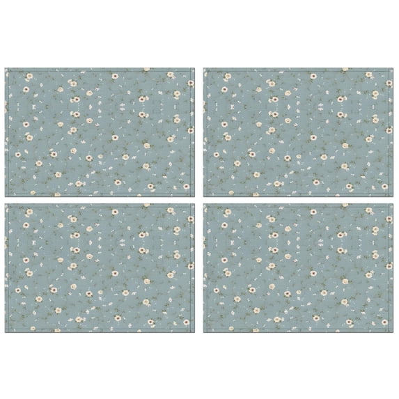 Pioneer Flower Floral Print Pattern Summer Placemats Table Placemats Set Of 4-Linen Kitchen Washable Placemats Table Mats 12x18 Inch Non-Slip Heat Resistant