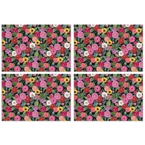 Pioneer Flower Floral Print Pattern Summer Placemats Table Placemats Set Of 4-Linen Kitchen Washable Placemats Table Mats 12x18 Inch Non-Slip Heat Resistant
