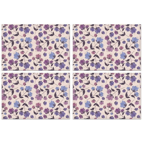 Pioneer Flower Floral Print Pattern Summer Placemats Table Placemats Set Of 4-Linen Kitchen Washable Placemats Table Mats 12x18 Inch Non-Slip Heat Resistant