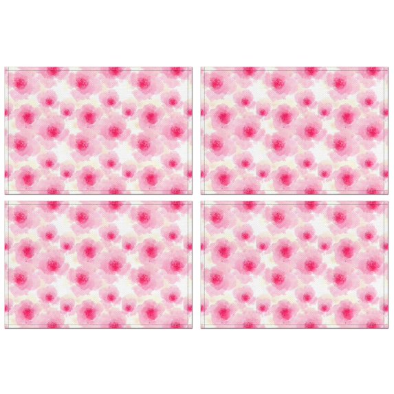 Pioneer Flower Floral Print Pattern Summer Placemats Table Placemats Set Of 4-Linen Kitchen Washable Placemats Table Mats 12x18 Inch Non-Slip Heat Resistant