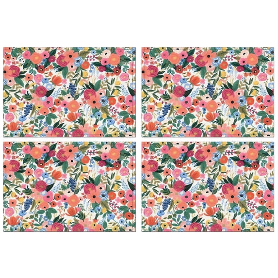 Pioneer Flower Floral Print Pattern Summer Placemats Table Placemats Set Of 4-Linen Kitchen Washable Placemats Table Mats 12x18 Inch Non-Slip Heat Resistant