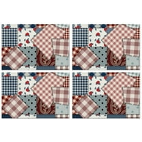 Pioneer Flower Floral Print Pattern Summer Placemats Table Placemats Set Of 4-Linen Kitchen Washable Placemats Table Mats 12x18 Inch Non-Slip Heat Resistant