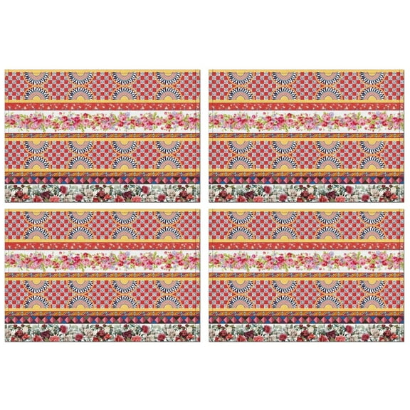 Pioneer Flower Floral Print Pattern Summer Placemats Table Placemats Set Of 4-Linen Kitchen Washable Placemats Table Mats 12x18 Inch Non-Slip Heat Resistant