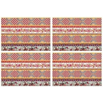 Pioneer Flower Floral Print Pattern Summer Placemats Table Placemats Set Of 4-Linen Kitchen Washable Placemats Table Mats 12x18 Inch Non-Slip Heat Resistant