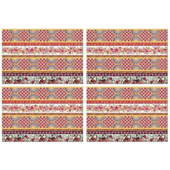 Pioneer Flower Floral Print Pattern Summer Placemats Table Placemats Set Of 4-Linen Kitchen Washable Placemats Table Mats 12x18 Inch Non-Slip Heat Resistant