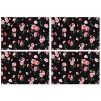Pioneer Flower Floral Print Pattern Summer Placemats Table Placemats Set Of 4-Linen Kitchen Washable Placemats Table Mats 12x18 Inch Non-Slip Heat Resistant
