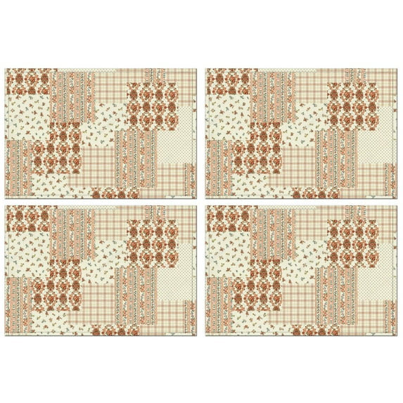Pioneer Flower Floral Print Pattern Summer Placemats Table Placemats Set Of 4-Linen Kitchen Washable Placemats Table Mats 12x18 Inch Non-Slip Heat Resistant